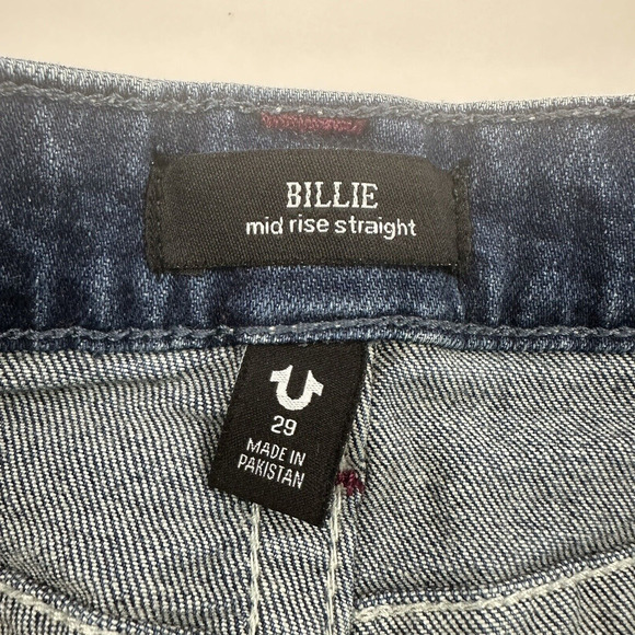 True Religion Billie Mid Rise Straight Denim Blue Jean Sz 29 Medium Wash Stretch - Picture 9 of 14